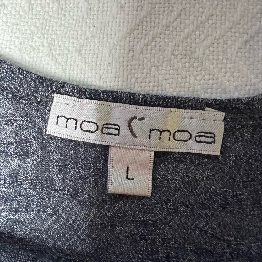 Moa Moa Womens Blouse 3/4 Sleeve White Crochet Lace On Sides Large - Picture 2 of 5